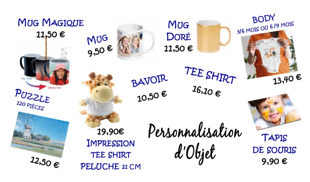 Tarifs personnalisation d'objet